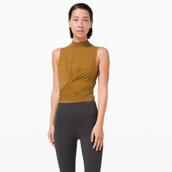 LULULEMON Time to Restore Mock Neck Tank Spiced Bronze White Women’s Size 2 - Picture 2 of 9